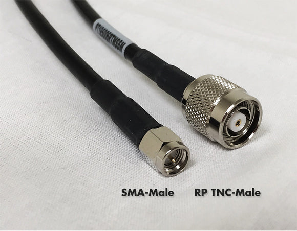 Cable coaxial de baja pérdida equivalente al tipo LMR240 - 10 pies - RP TNC macho - SMA macho